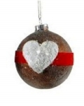  Χριστουγεννιάτικη γυάλινη μπάλα καφέ με καρδιά 8κ 