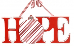  Χριστουγεννιάτικη ξύλινη κρεμαστή πινακίδα "Hope" κόκκινη 37εκ 