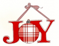 Χριστουγεννιάτικη ξύλινη κρεμαστή πινακίδα "Joy" κόκκινη 37εκ 