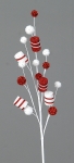  Χριστουγεννιάτικο διακοσμητικό κλαδί με marsmellow Lollipop  λευκό-κόκκινο 80cm 