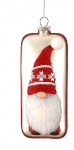  Χριστουγεννιάτικο γυάλινο κρεμαστό στολίδι με νάνο 15,5εκ 