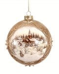  Χριστουγεννιατικη μπαλα γυάλινη "Snow Scene" χρυσή 12εκ 