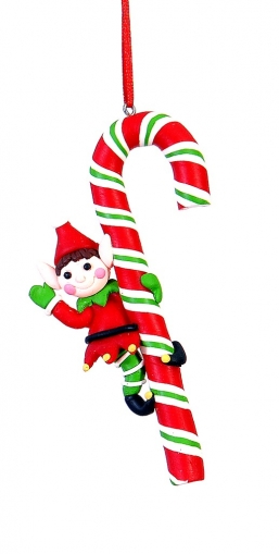 Χριστουγεννιάτικο κρεμαστό μπαστούνι ριγέ με ξωτικό 12εκ από την εταιρία Epilegin. Χριστουγεννιάτικο κρεμαστό μπαστούνι ριγέ με ξωτικό 12εκ από την εταιρία Epilegin.