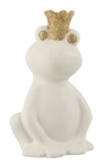  Χριστουγεννιάτικος πορσελάνινος βάτραχος λευκό-χρυσό 11x9,5x17,5εκ 