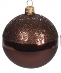 Χριστουγεννιάτικη γυάλινη μπάλα σκούρο καφέ με στράς 10εκ 