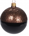  Χριστουγεννιάτικη γυάλινη μπάλα μαύρη με γκλίτερ καφέ 10εκ 
