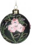  Χριστουγεννιάτικη γυάλινη μπάλα πράσινη μάτ με λουλουδάκια 8εκ 