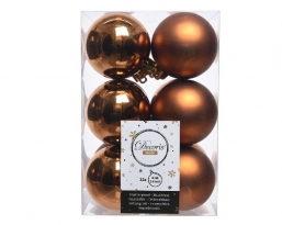 Χριστουγεννιάτικη πλαστική μπάλα Rusty Brown 6εκ. Set 12τμχ.