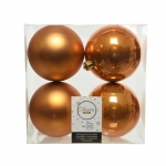  Σετ 4 τμχ  χριστουγεννιάτικη πλαστική μπάλα Amber Copper 10εκ 