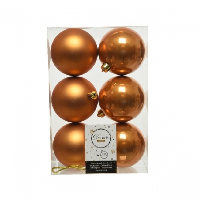  Σετ 6 τμχ  χριστουγεννιάτικη πλαστική μπάλα Amber Coppe 8εκ από την εταιρία Epilegin. 