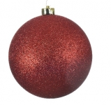  Χριστουγεννιάτικη πλαστική μπάλα κόκκινη με γκλίτερ 15εκ 