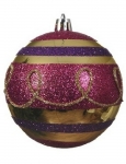  Χριστουγεννιάτικη πλαστική μπάλα χρυσαφί-ροζ με σχέδιο 8εκ 