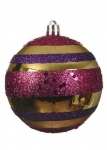  Χριστουγεννιάτικη πλαστική μπάλα χρυσαφί-ροζ 8εκ 