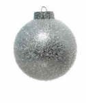  Χριστουγεννιάτικη πλαστική μπάλα ασημί 8εκ 