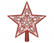  Χριστουγεννιάτικη πλαστική κορυφή κόκκινο glitter χρώμα 21,5Χ20εκ 