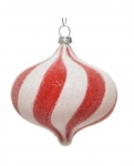  Χριστουγεννιάτικη πλαστική μπάλα λευκό-κόκκινο 8εκ 