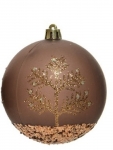  Χριστουγεννιάτικη πλαστική μπάλα καφέ δέντρο 8εκ 