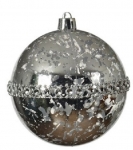  Χριστουγεννιάτικη πλαστική κρεμαστή μπάλα ασημί 8εκ 