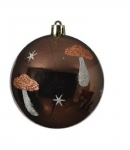  Χριστουγεννιάτικη πλαστική μπάλα καφέ με μανιτάρια 8εκ 