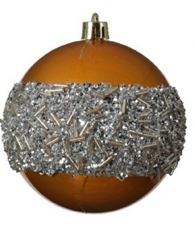  Χριστουγεννιάτικη πλαστική μπάλα copper ματ με glitter 8ek από την εταιρία Epilegin. 