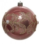  Χριστουγεννιάτικη πλαστική μπάλα blush pink 8εκ 