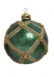  Χριστουγεννιάτικη γυάλινη μπάλα με χρυσά σχέδια πράσινη 8εκ 