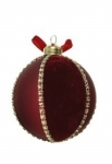  Χριστουγεννιάτικη γυάλινη μπάλα matt με βελούδο κόκκινη 8εκ 