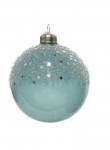  Χριστουγεννιάτικη γυάλινη μπάλα με ασημί αστέρια γαλάζια 8εκ 