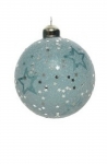  Χριστουγεννιάτικη γυάλινη μπάλα γαλάζια ματ με αστέρια ασημί 8εκ 