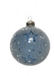  Χριστουγεννιάτικη γυάλινη μπάλα με ασημί αστέρια night blue 8εκ 