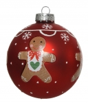  Χριστουγεννιάτικη γυάλινη μπάλα matt gingerbread κόκκινη 8εκ 