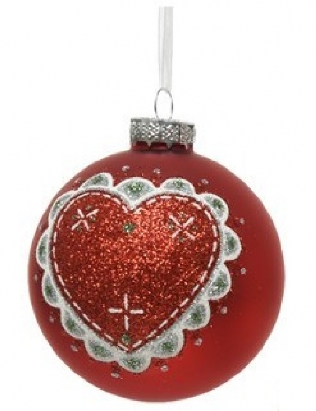  Χριστουγεννιάτικη γυάλινη μπάλα matt με καρδιά κόκκινη 8εκ από την εταιρία Epilegin. 