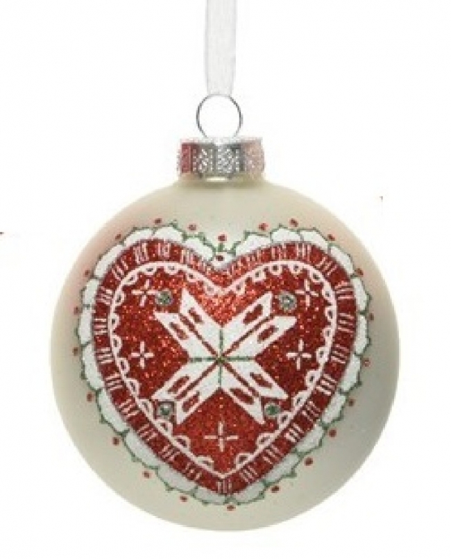  Χριστουγεννιάτικη γυάλινη μπάλα matt με καρδιά winter white 8εκ από την εταιρία Epilegin. 