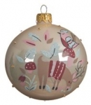  Χριστουγεννιάτικη γυάλινη μπάλα γυαλιστερή περλέ με σχέδια 8εκ 