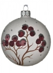  Χριστουγεννιάτικη γυάλινη μπάλα matt με oxblood berries winter white 8εκ 