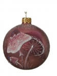  Χριστουγεννιάτικη γυάλινη μπάλα με μανιτάρια blush pink 8εκ 