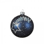  Χριστουγεννιάτικη γυάλινη μπάλα matt με αστέρι Night blue 8εκ 