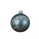  Χριστουγεννιάτικη γυάλινη μπάλα matt με αστέρι blue dawn 8εκ 