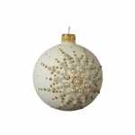  Χριστουγεννιάτικη γυάλινη μπάλα matt με χιονονιφάδες wool white 8εκ 