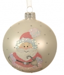  Χριστουγεννιάτικη γυάλινη μπάλα santa snowman άσπρο matt 8εκ 