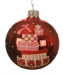  Χριστουγεννιάτικη γυάλινη μπάλα με δώρα κόκκινο χρώμα 8εκ 