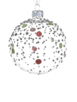Χριστουγεννιάτικη γυάλινη μπάλα πουά διάφανη 8εκ από την εταιρία Epilegin. Χριστουγεννιάτικη γυάλινη μπάλα πουά διάφανη 8εκ από την εταιρία Epilegin.
