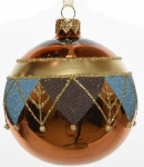  Χριστουγεννιάτικη γυάλινη μπάλα χρυσαφί με σχέδιο 8εκ 