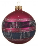  Χριστουγεννιάτικη γυάλινη μπάλα ροζ σκούρο με σχέδιο 8εκ 