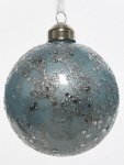  Χριστουγεννιάτικη γυάλινη μπάλα γαλάζια με χιονονιφάδα 8εκ 
