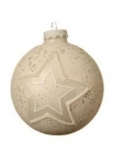  Χριστουγεννιάτικη γυάλινη μπάλα κρεμ με αστέρι 8εκ 