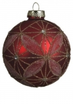  Χριστουγεννιάτικη γυάλινη μπάλα matt με χρυσά σχέδια pine Christmas red 8εκ 