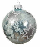  Χριστουγεννιάτικη γυάλινη μπάλα γαλάζια με αστεράκια 8εκ 
