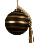  Χριστουγεννιάτικη γυάλινη μπάλα μαύρη με χρυσές ρίγες 8εκ 
