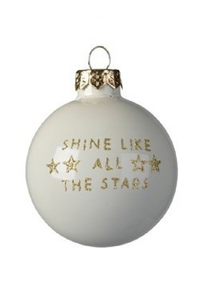  Χριστουγεννιάτικη γυάλινη γυαλιστερή μπάλα ``Shine like all the stars`` wool white 6εκ  από την εταιρία Epilegin. 